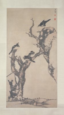 图片[1]-Zhuda dead wood and jackdaw picture axis-China Archive